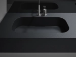 Plan vasque système d’évacuation discret L 50 à 201 x P 40 à 51 cm, finition lisse mate, 10 couleurs, Anti bactérien, résine Akrytan® teinté dans la masse, Livraison Offerte.